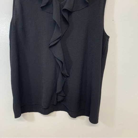 FLS Apparel Womans Black Top 3X Ruffle V Neckline Sleeveless Classic Basic - Picture 3 of 9